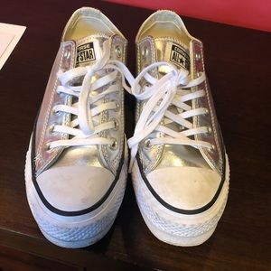 Silver platform All star sneakers 6